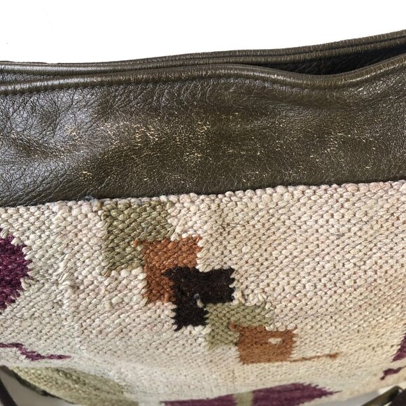 Kilim carpet or tapestry leather bag handbag purse - Picture 7 of 16
